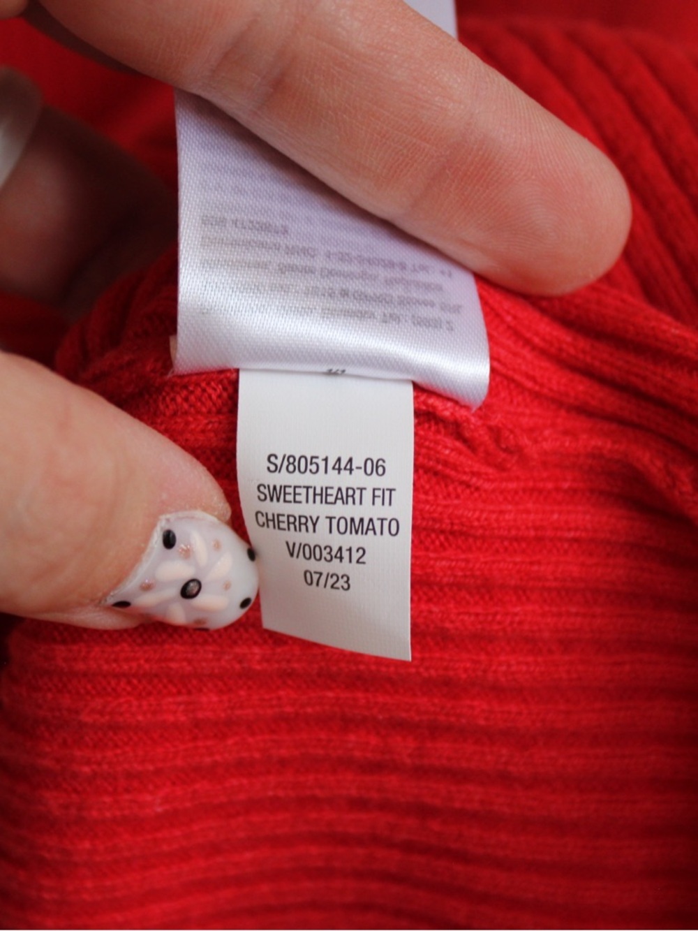 Cherry Red Ribbed Knit Sweetheart Neck Long Sleeve Top - Picture 5 of 5